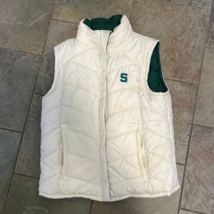 Columbia Michigan State University reversible green/white vest.